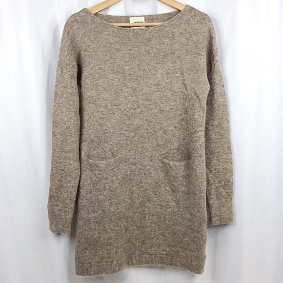 Aritzia Wilfred Free Alpaca Wool Sweater Dress Small Brown Pockets Italy - Picture 1 of 7